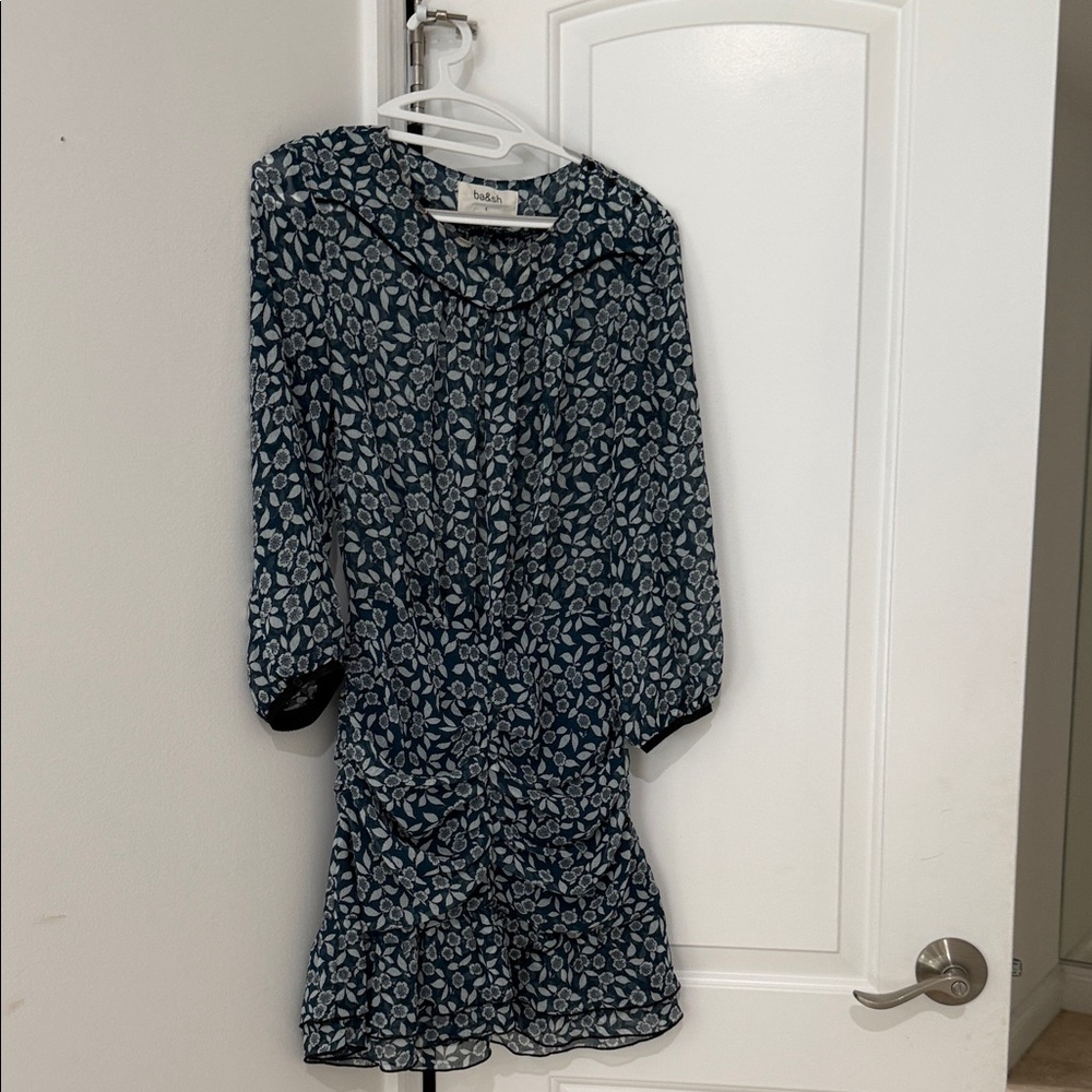 BA&SH whimsical French boho chic Floral Patterned Dress with Ruffle / shirred